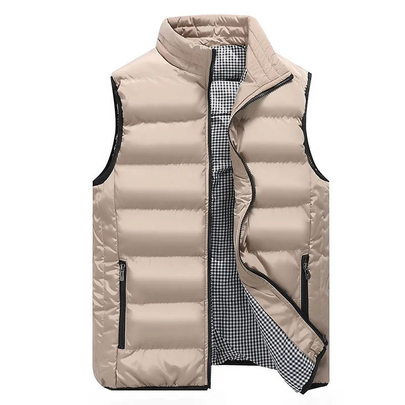 2024High Quality Brand Coats Vest Jacket Men\'s Fall and Winter Casual Comfortable Sleeveless Solid Color Thickened Cotton Jacket