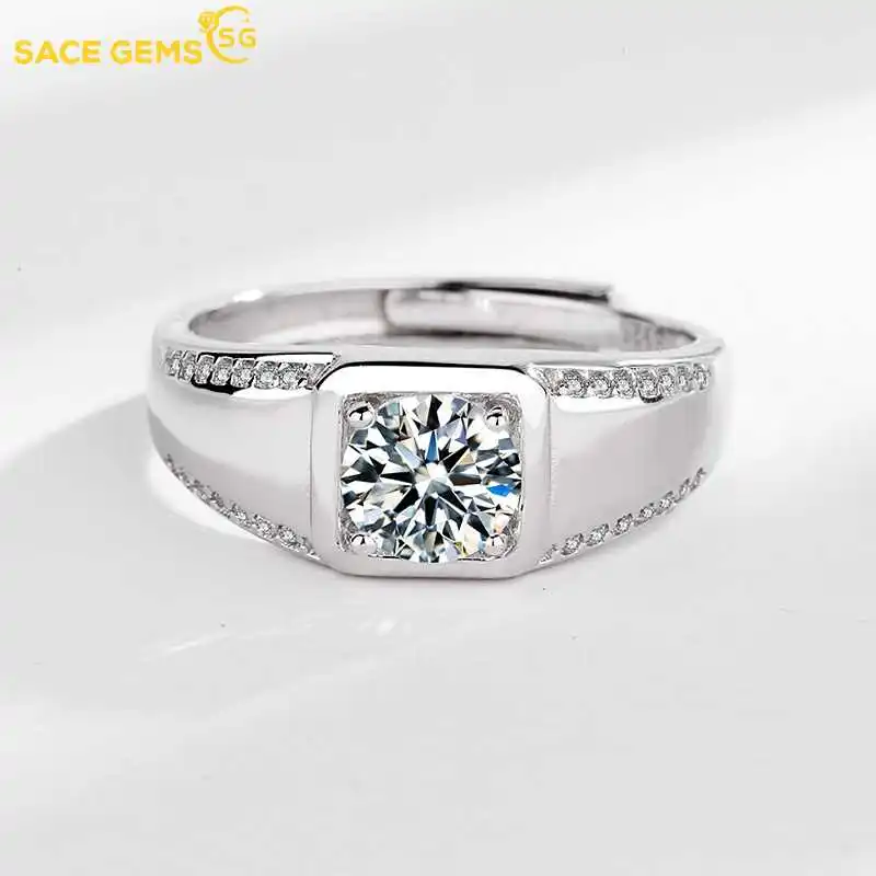 

SACE GEMS Real 925 Sterling Silver Luxury Ring for Men Inlaid Cubic Zirconia Wedding Engagement Fine Jewelry Gift Wholesale