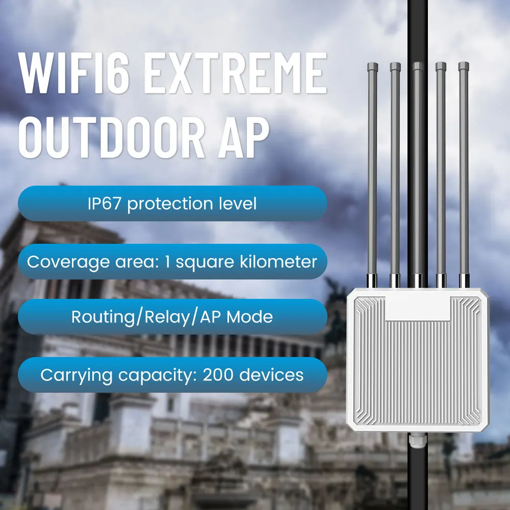 Wifi Extender Huastlink AX3000 Wifi 6 Outdoor Long Range Access Point Dual Band Wifi6 3000Mbps IP67 Wifi Router