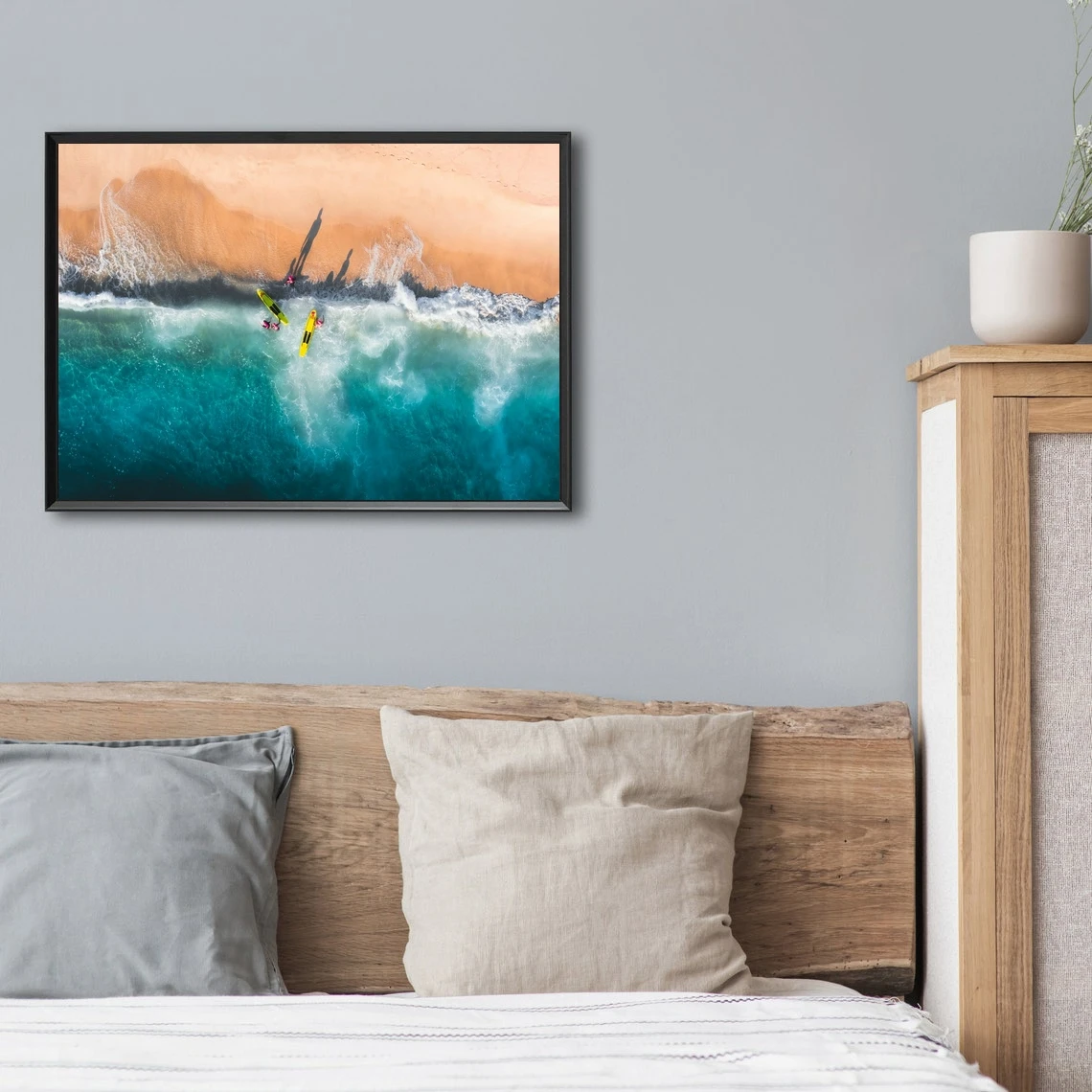 Bronte Beach Wall Art, Aerial photography ocean art, surfers poster from Sydney, Australia Home Decor Poster