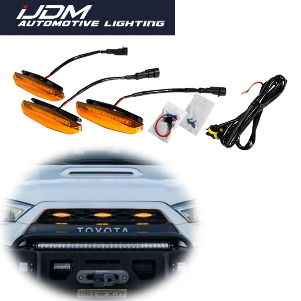 

For Toyota 4Runner TRD Pro Grille 2014-up Car Front Grille Mesh LED DRL Running Lights Position Lights w/ Wiring Harness Kit 12V