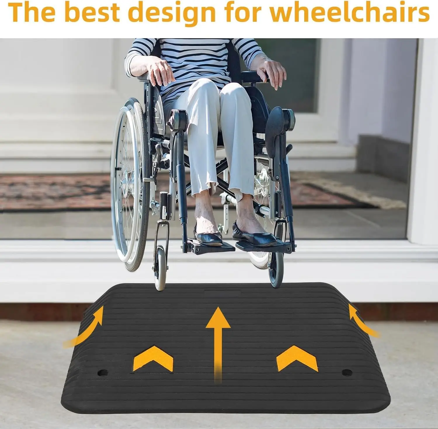 4" Rise Rubber Threshold Ramp for Doorway, Cars, Motorcycles Wheelchair & Scooter Heavy Duty Curb Ramp for Driveway Stairs