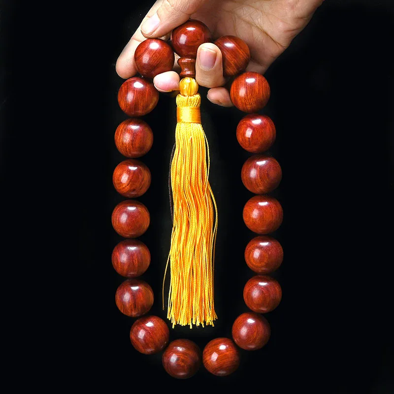

Zambian Blood Sandalwood Prayer Beads Bracelet High Oil Density Buddhist Beads Car Hanging Ornament Gifts