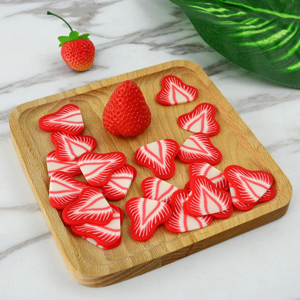 

10Pcs PVC Strawberry Slice Simulation Real Touch Fruit Prop Photo Teaching Display Fake Fruit Home Decor Strawberry Slice