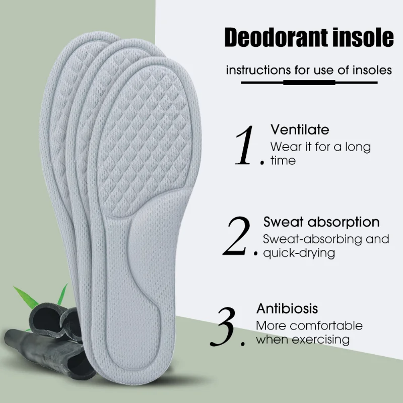 4pcs Soft Memory Foam Insoles for Shoes Sweat-Absorbing Breathable Deodorant Insole for Feet Orthopedic Sponge Shoe Inserts Pad