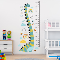 2pcs/1set Cartoon Cute Dinosaur Animal Wall Decals - Kids Growth Chart Sticker - Room Decor