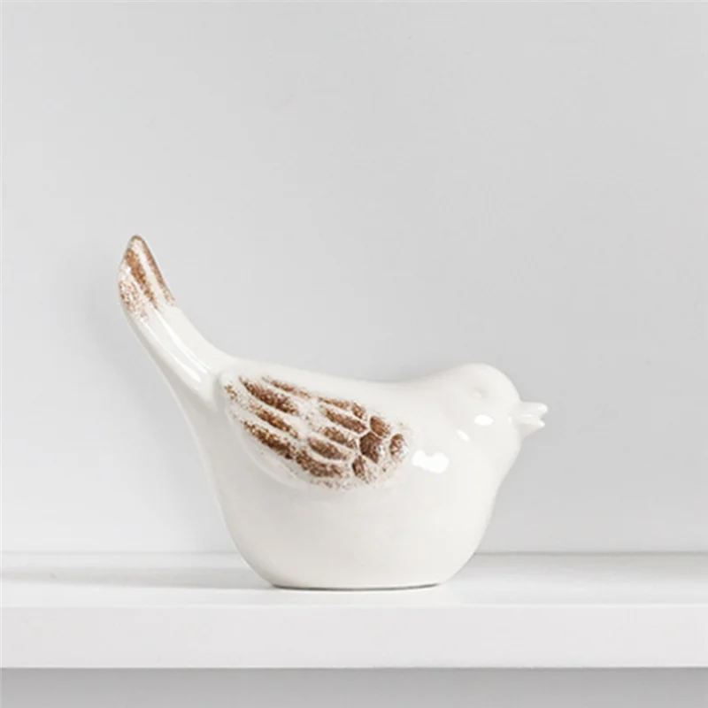 JHD تمثال الطيور الصغيرة الأبيض تماثيل صغيرة على شكل حيوانات ديكور المنزل الحلي الزخرفية لغرفة النوم لغرفة المعيشة مكتب المنزل #3