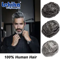 Injection Wig man Toupee For Men 0.12mm Thin Skin Male Wig Natural Hairline Men Wig 100% Human Hair Men's Capillary Prosthesis