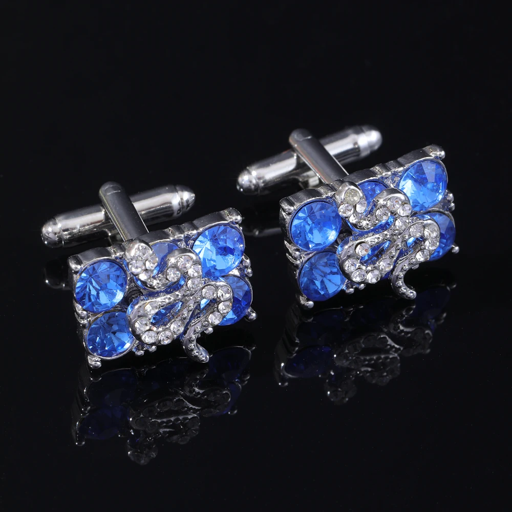 Luxury Blue White Crystal Snake Design Mens Cufflinks Dazzling Formal Shirt Suit Tuxedo Blouse Sleeve Button