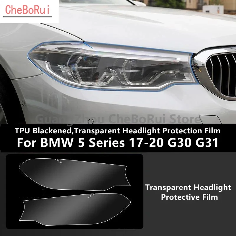 For BMW 5 Series 17-20 G30 G31 TPU Blackened,Transparent Headlight Protective Film, Headlight Protection, Film Modification