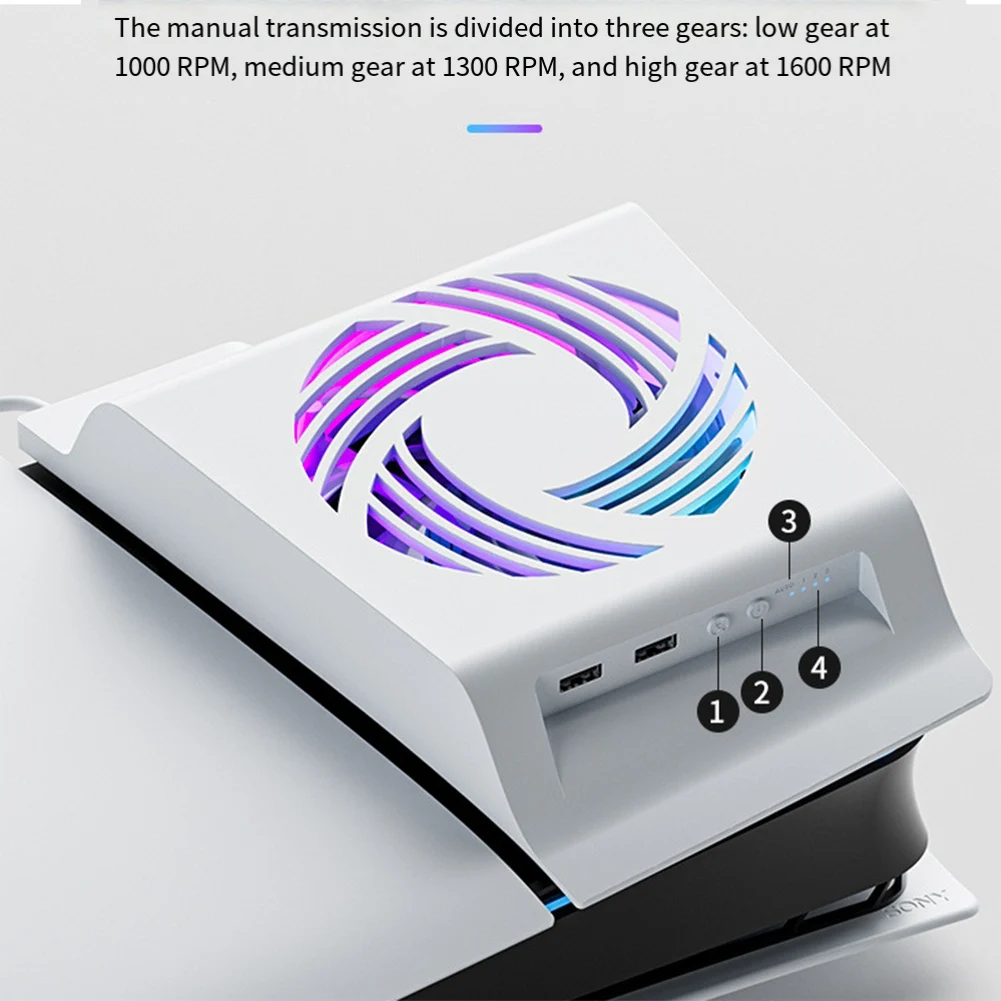 

A37T-для PS5slim Охлаждающий вентилятор с контролем температуры Боковой охлаждающий вентилятор Универсальный вентилятор с RGB-подсветкой