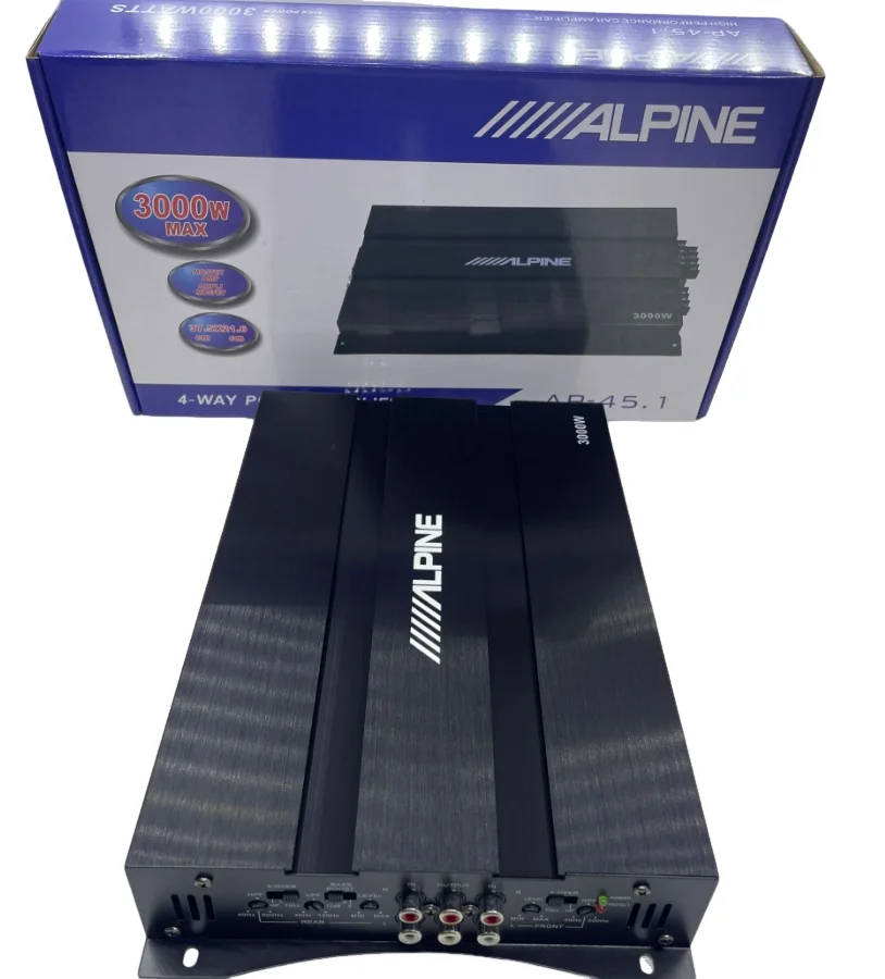 Amplificador de Audio para Auto Alpine-A P-45.1 Serie R, Amplificador MOSFET de Alto Rendimiento de 4 Canales, 3000W de Potencia Máxima para Sistema de Sonido