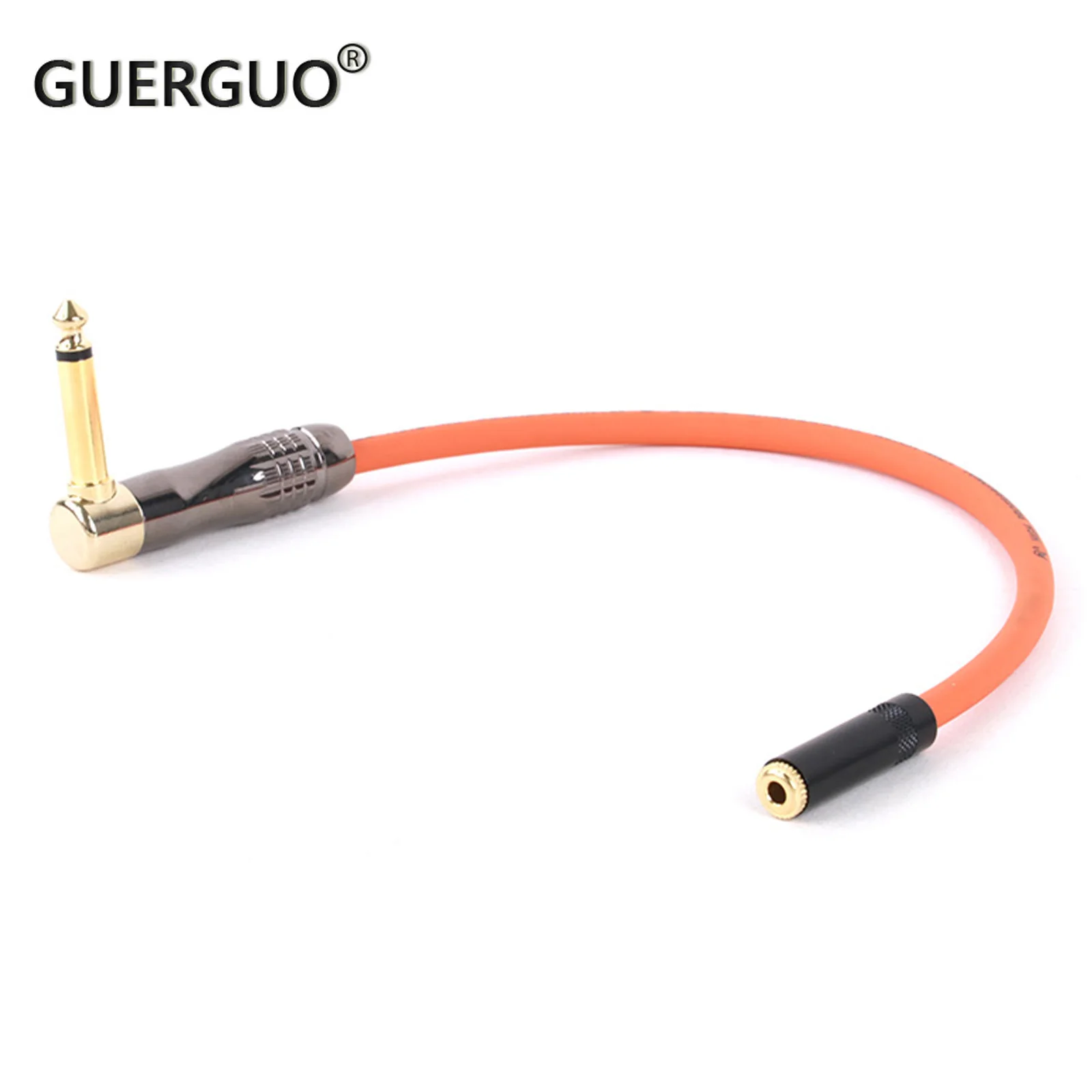 

0.3M-15M 6.35mm Mono Right Angle Jack to 3.5mm Stereo Female Jack to Straight Patch Cable For PA systems Guitar Microphones