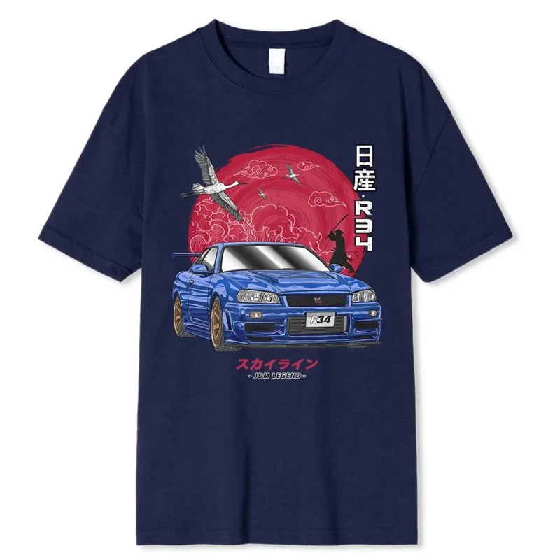 2023summer Men Women Cotton Initial D T Shirt Harajuku Aesthetic Oversize T-Shirt Funny JDM LEGEND Car Tshirt Nissan Skyline R34