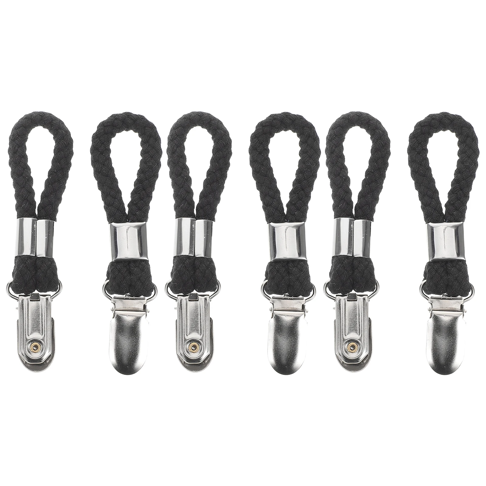 

6pcs Metal Bath Clips With Cotton Rope Strong Grip Holder Clamps For Bathroom Kitchen Space-Saving Hangers Hand Towel Hanging