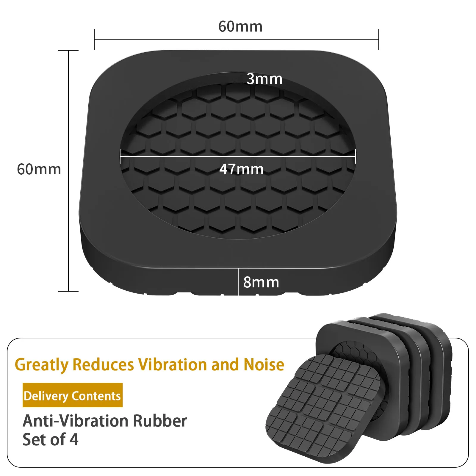 4PCS Universal Anti-Vibration Rubber Feet Pads Non-Slip Silent Damper Mat for Washing Machine Refrigerator Furniture