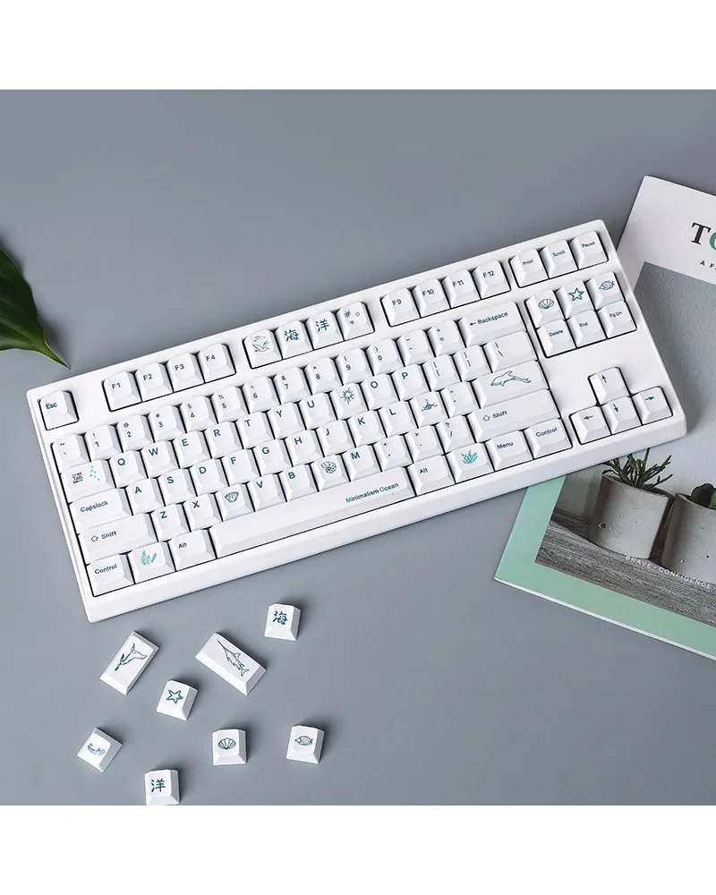 Ocean double-pin PBT sublimation keycap original height opaque adaptation 61/64/68/84