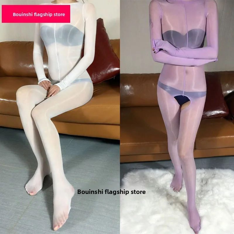 

Ultra-Thin 92 Needle One-Piece Suit Oil-iny Stoings Tight Women's Full Body Transparent Smooth One-Piece Suit High Waist...