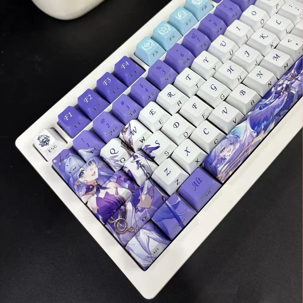 87 Key Honkai Star Rail Robin Keycaps Anime Cute Key Cap PBT Cherry Profile Gaming Key Caps for For ANSI Made68 Mad68 Wooting 60