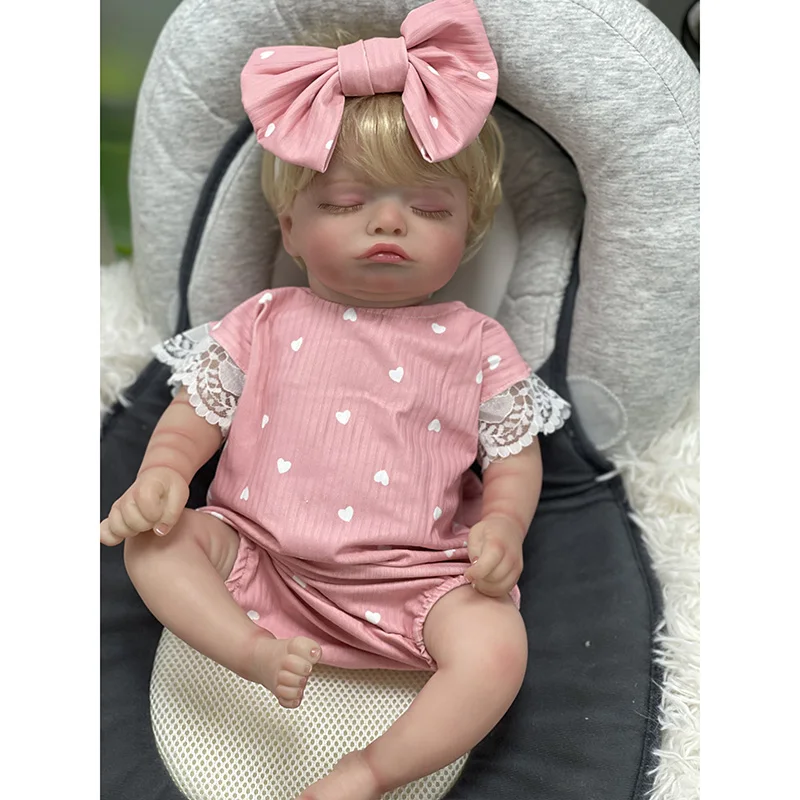 

45cm Bebe Reborn Dolls Rosalie with Hand Rooted Hair Muñecas Bebes Newborn Sleeping Baby Real Soft Touch Full Silicone Body Toys