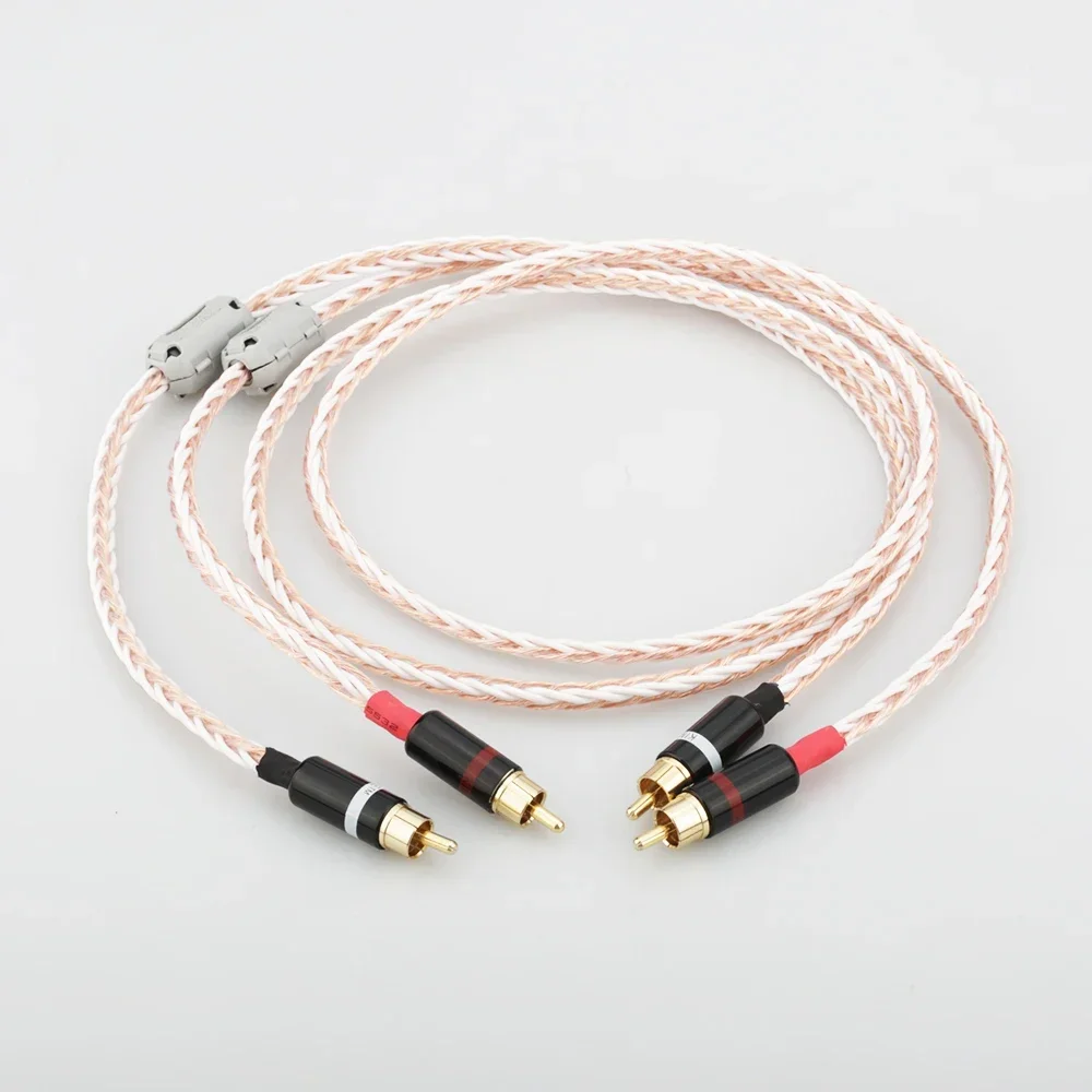 

Hi-end HIFI OFC Pure Copper Silver Mixed Audio Wire Cord Analogue RCA Cable Pair Audiocrast RCA To RCA Cable