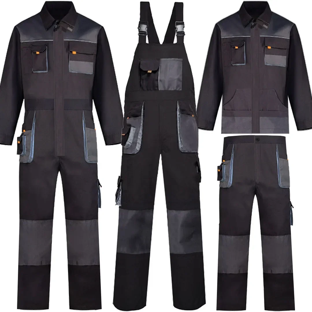 Multi-pocket Shop Overalls Suit Long-sleeved One-piece Wear-resistant Labor Protection Factory Workwear Cargo Pants Jumpsuit