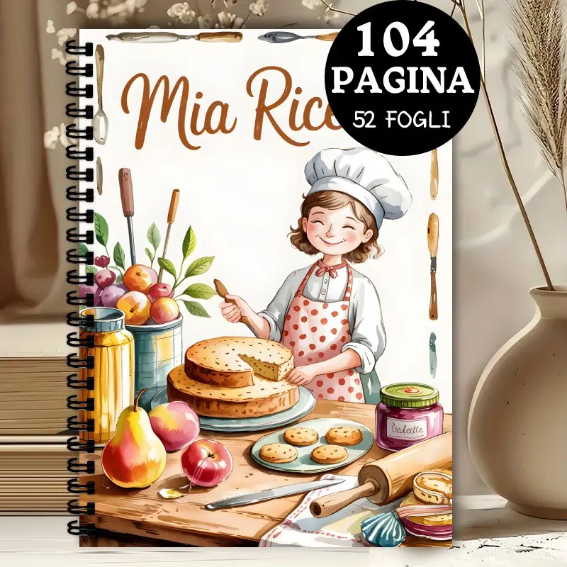 Italian recipe book,104 Page Blank Kitchen Notebook, Spiral Binding, Perfect Gift, Record Your Favorite Recipes in Your Notebook