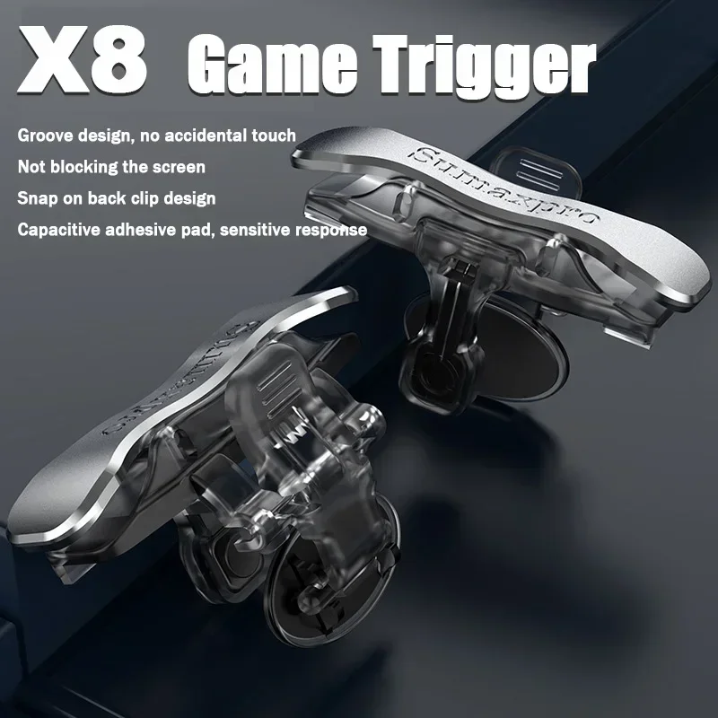 

X8 ABS Mobile Phone Game Trigger 4 Finger Gamepad Joystick Controller Aim Shooting L1R1 Alloy Key Button for IPhone Android PUBG