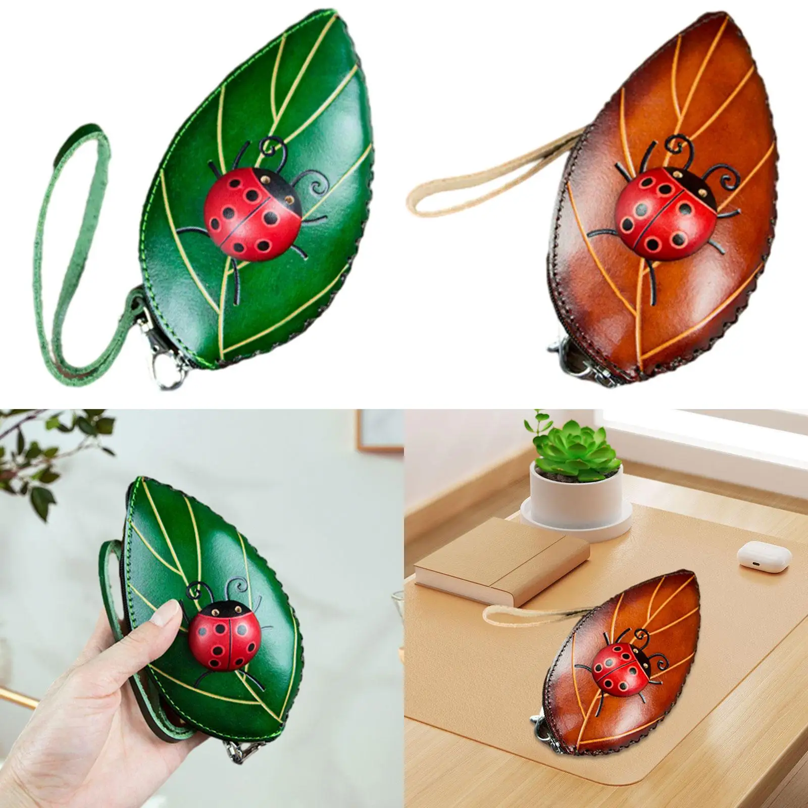 Leaf Purse Clutch Wallet Zipper Closure Wallet for Party Shopping Commuting