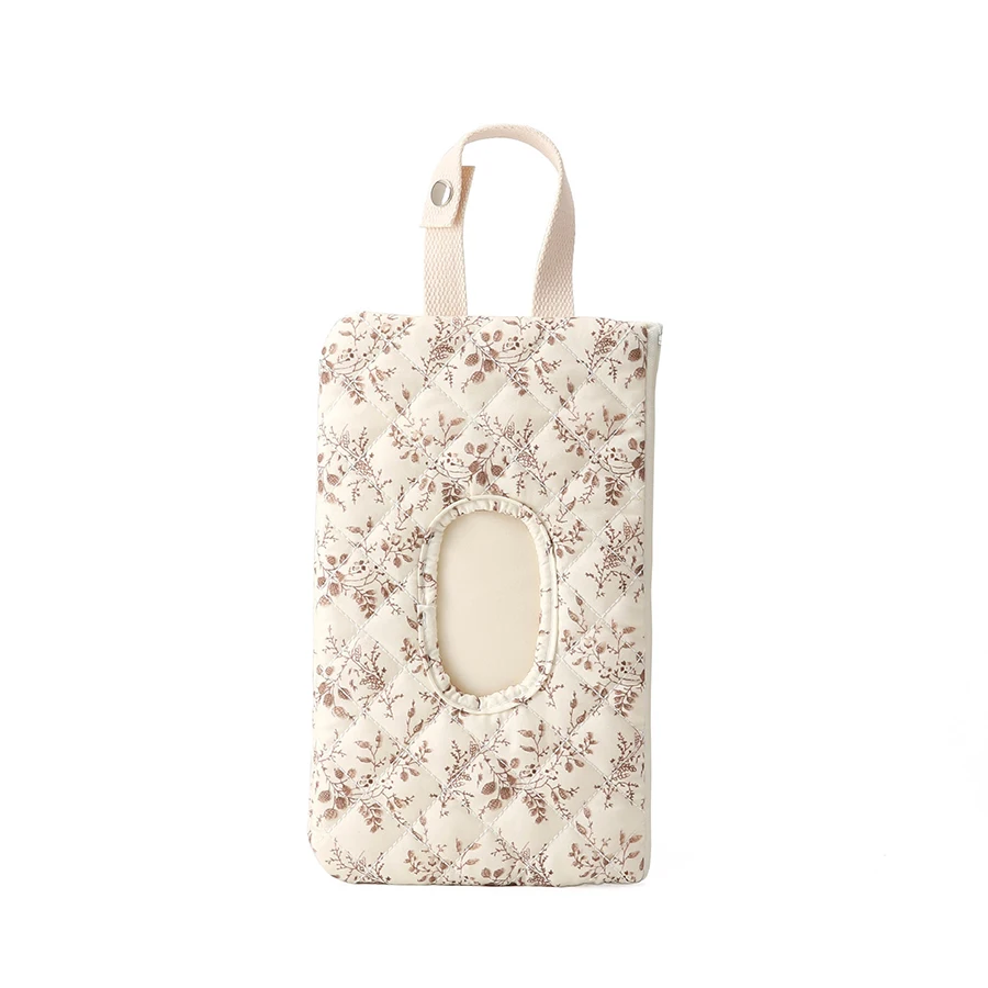 Floral Print Baby Stroller Hanging Tissue Bag Flip Cover Napkin Holder Storage Case For Car Baby Accessories Tissues Not Include