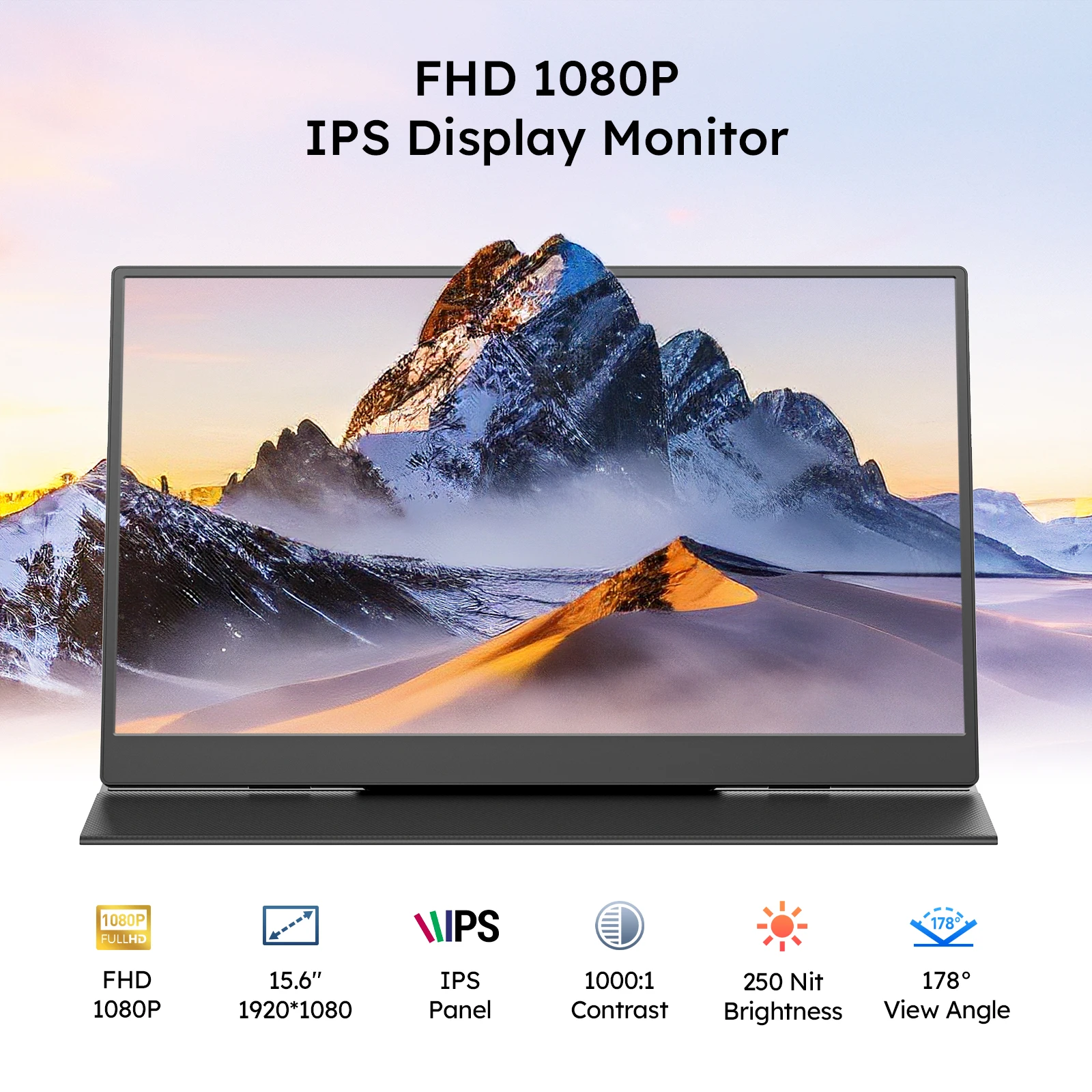 Monitor portátil Dopesplay de 15,6 pulgadas para ordenador portátil con soporte, extensor de pantalla IPS 1080P, interruptor de juego Plug & Play para Mac Travel