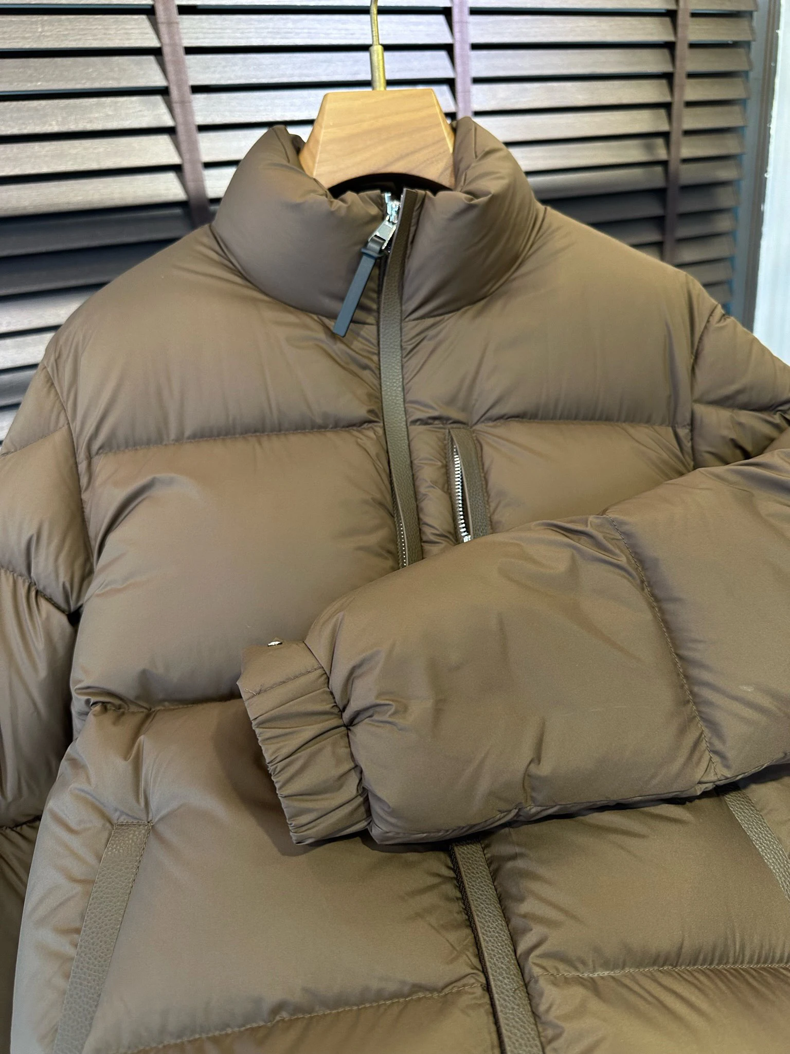 Winter Puffer Daunenmantel Jacke Full Zip Up Herren Warme Oberbekleidung Braun