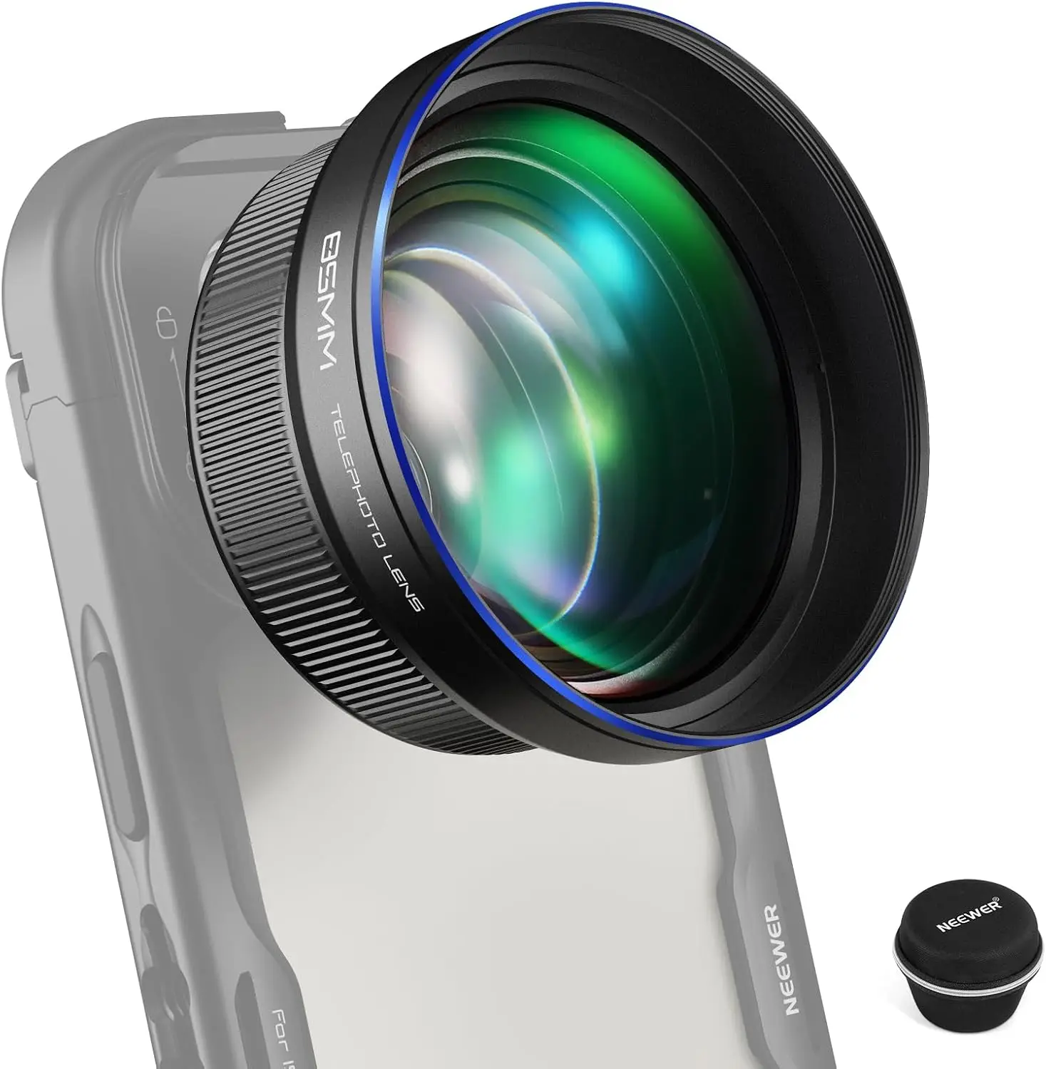 NEEWER HD 85mm 망원 휴대폰 렌즈, 2.5배 확대, 17mm 나사산 백플레이트용, SmallRig NEEWER 아이폰 삼성 휴대폰 케이지 케이스용