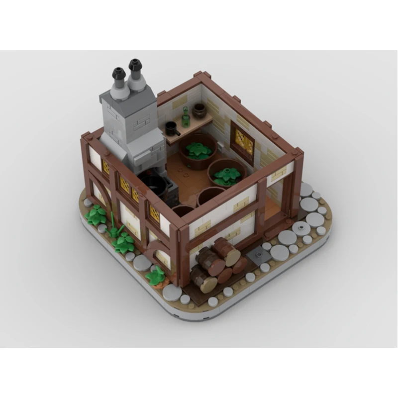 Blocos de Construção Castelo Medieval Modelo Cervejaria, Tijolos De Montagem DIY, Arquitetura Brinquedos Educativos, Presentes De Natal Criativos, 762Pcs