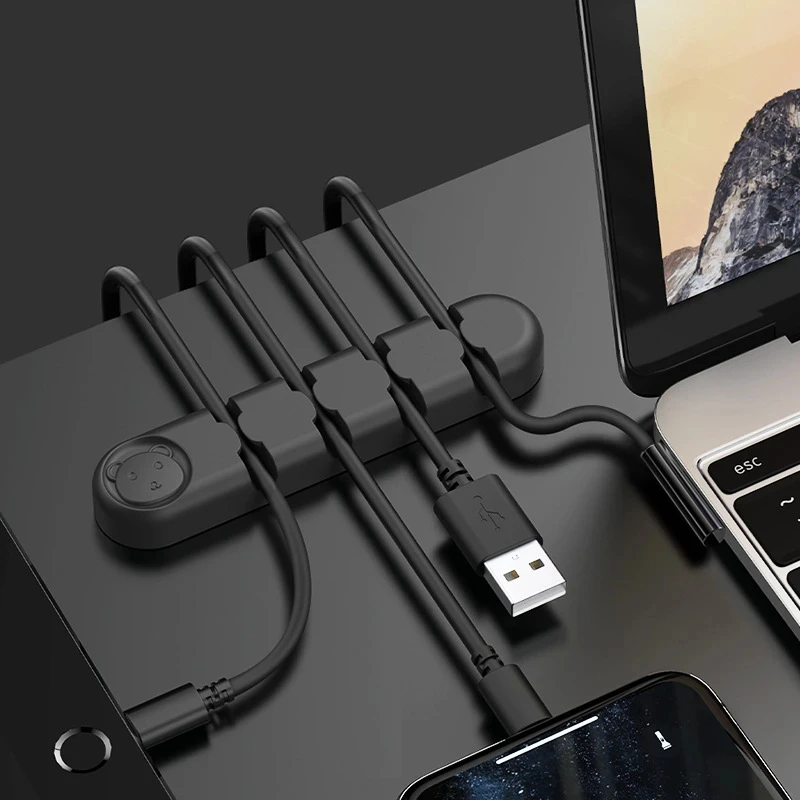 4/6 Wire Slot Cable Organizer Management Wire Holder USB Cable Winder Tidy Silicone Clips For Mouse Keyboard Earphone Protector