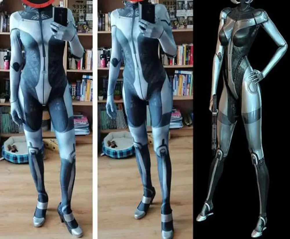 Terno super-herói Zentai para adultos e crianças, feminino Mass Effect Armor Cosplay Trajes Halloween, macacões de festa, N7