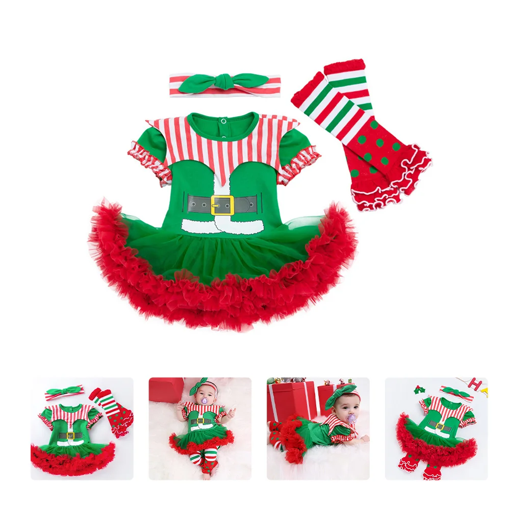 

1Set Baby Dress Set Christmas Clothes Toddler Costume 3-6 Months Comfortable Soft Gauze Skirt Durable Colorful