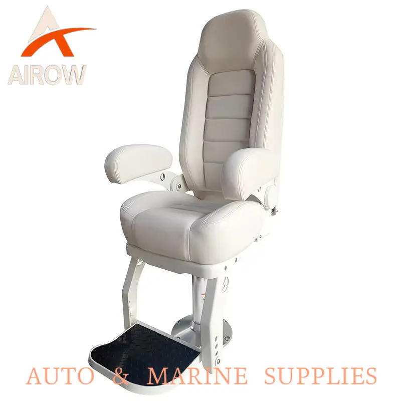 Airow auto For Luxury Aluminum Adjustable Reclining Shock Mitigation Boat Seat Heavy-Duty Suspension Foldable Armrests Non-Slip
