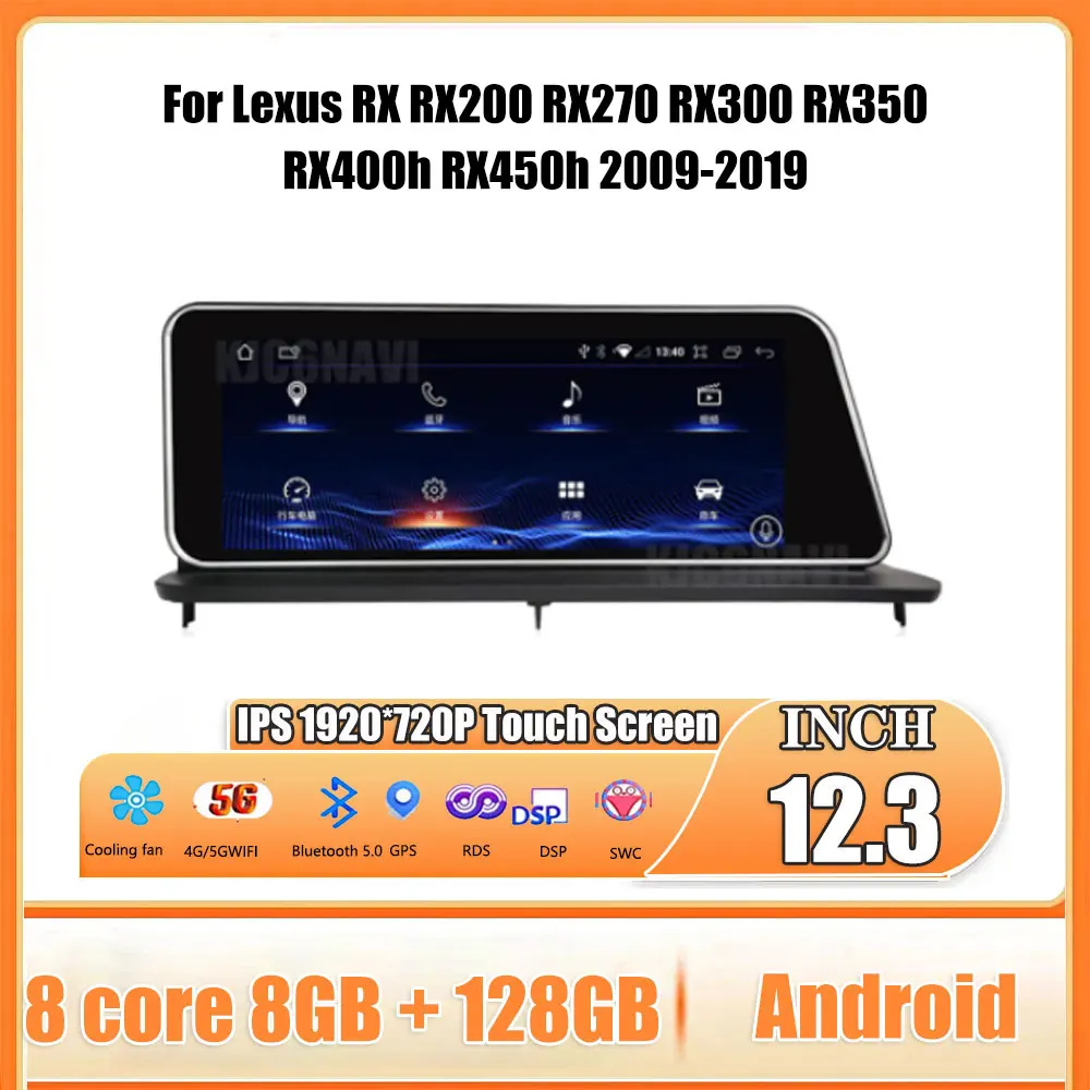 Android 14 Carplay 12.3 Radio For Lexus RX RX200 RX270 RX300 RX350 RX400h RX450h 2009-2019 Navigation GPS Multimedia Car Stereo