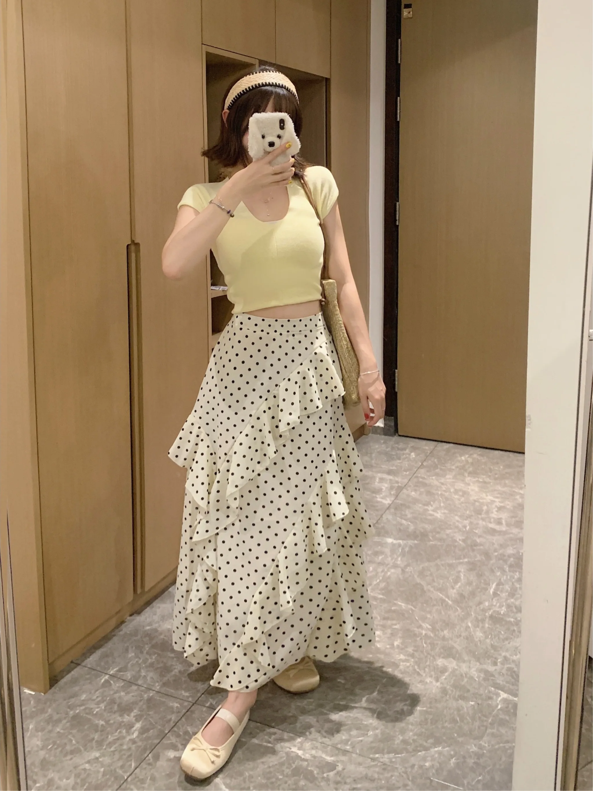 Übergröße Sommer Polka Dot Asy – A-Line Skirt Midi Bewertung und Preis