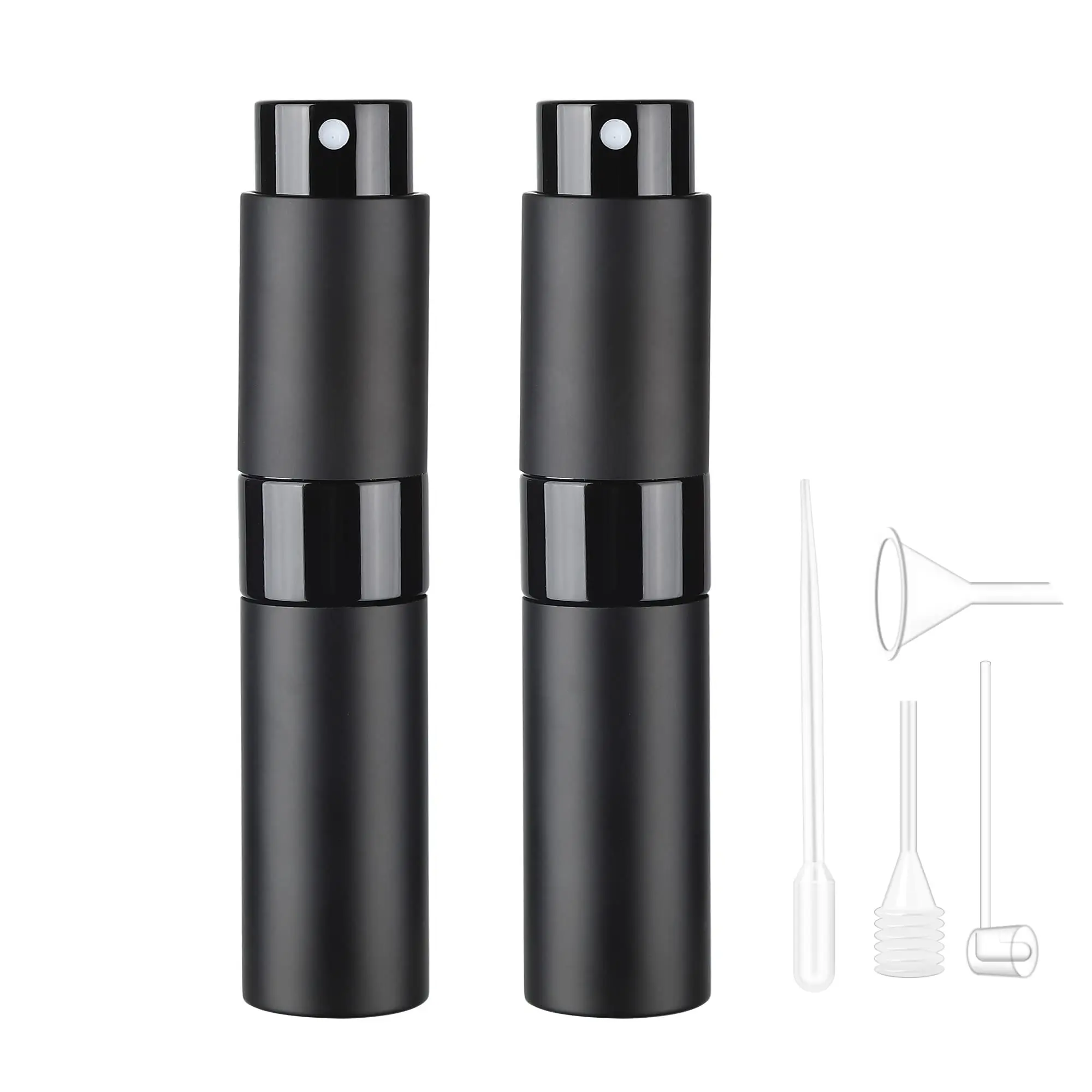 2Pcs 4 Accessories 8ML Perfume Dispenser Bottle W/ 2 Spray Bottle Tubes 1 Funnel, 1 Dropper, 1 Spring Straw, 1 Dispensing Tool