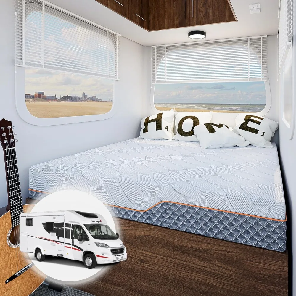 

Queen RV Mattress - 10" Memory Foam RV Mattress, Shock-Absorbing and Pressure-Relieving, for RVs, Campers & Trailers