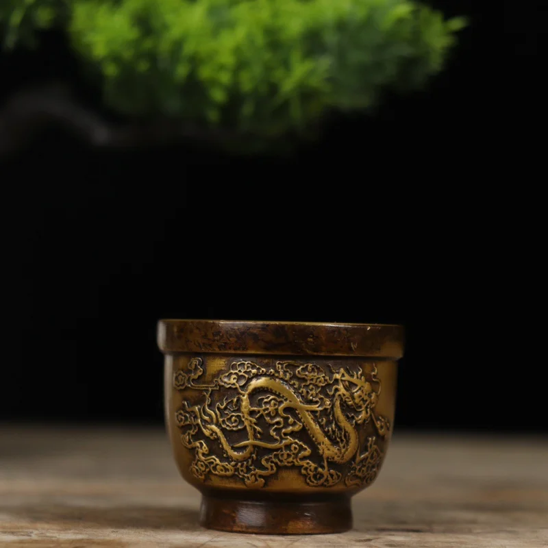 

Guyunzhai Copper Wine Cup Tea Cup Brass Liquor Cup Traditional Antique Style Wine Set Dragon Phoenix Cup Water Cup