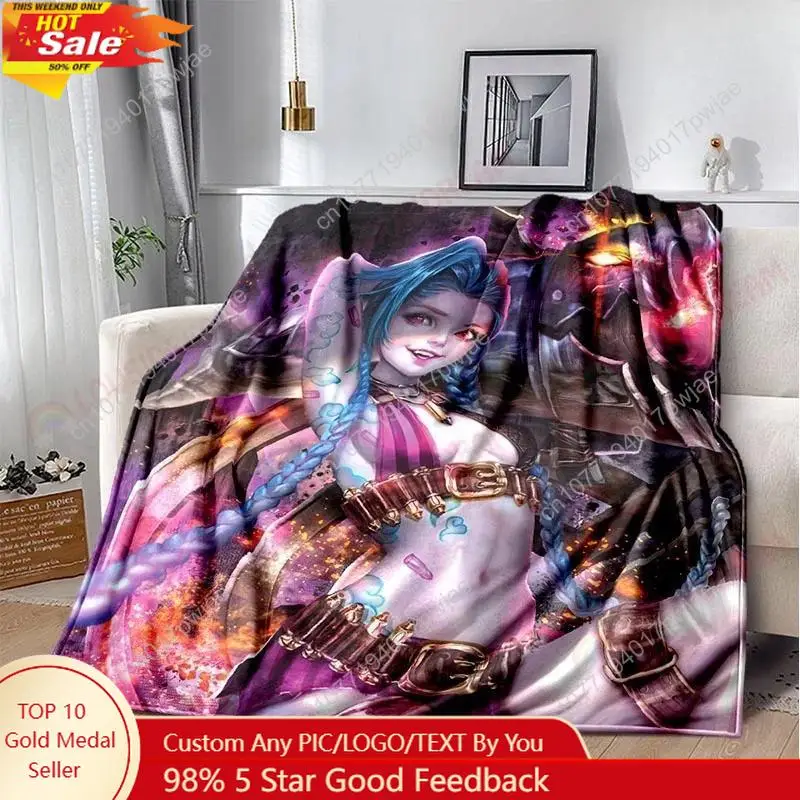 

Game Jinx Arcane League of Legends Blanket Picnic Blanket Warm Comfortable Home Travel Birthday Custom blankets