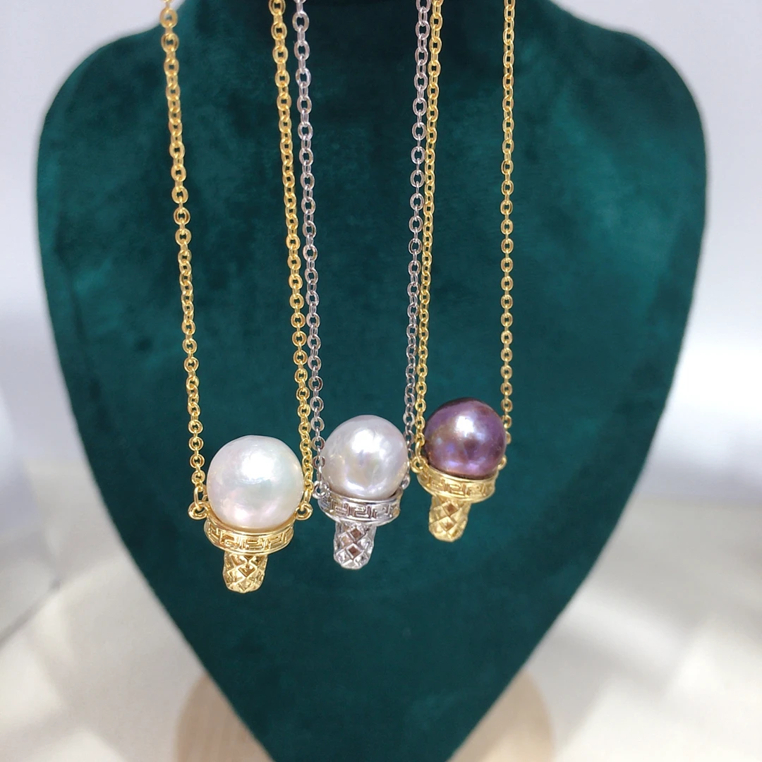 

ZHBORUINI Freshwater Pearl Baroque Pendant Natural Color Ice Cream Shape Cute Gift for Girls Direct Factory Sale 2025 Now