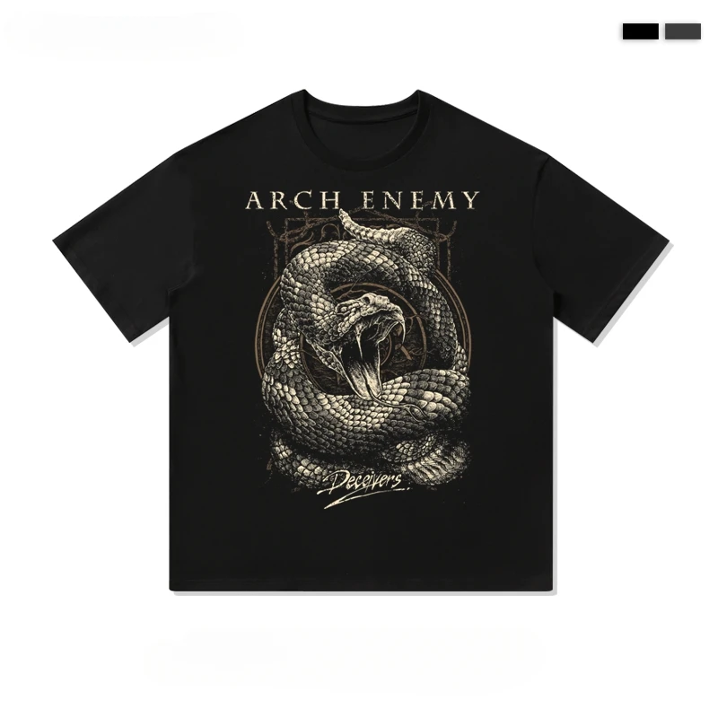 2025 Arch Enemy Metal Rock Print Europe and The United States High Street New High-quality Men and Women Short-sleeved T-shirt