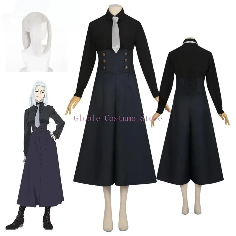Anime Jujutsu Kaisen Mei Cosplay Costume Wigs Top Skirt Pants Wig Women Black Uniform Halloween Party Outfitx;8's,6;