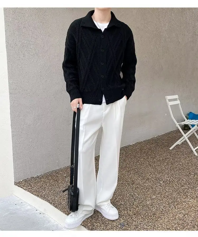 الياقة المدورة سترة الرجال الخريف الشتاء سميكة فضفاضة بلون سترة سترة دون الطقس الحار #3