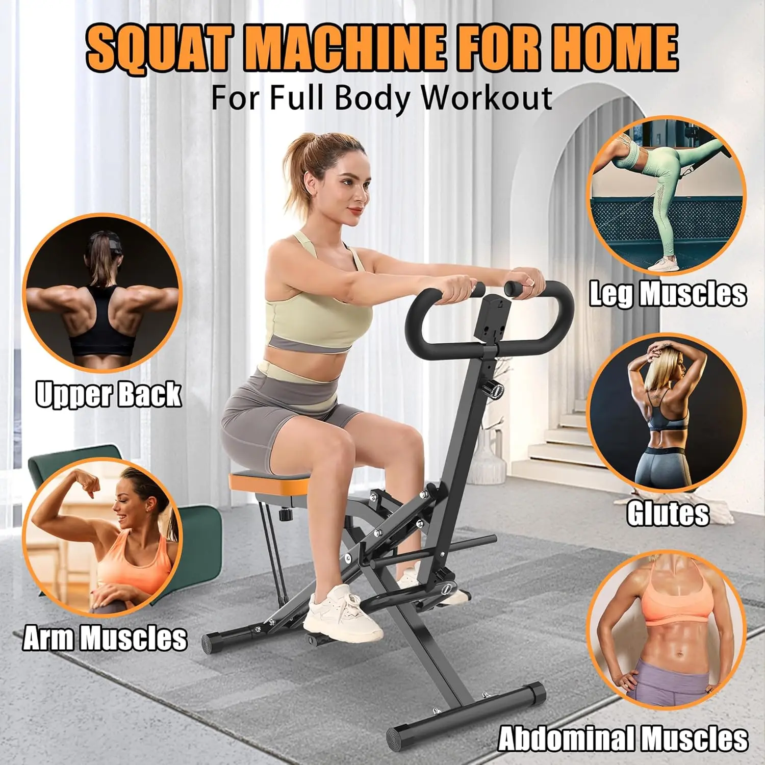 Squat Machine For Home, Assist Trainer For Glutes Workout Foldable With Resistance Bands, For Botty Glutes Butt Thighs, Ab