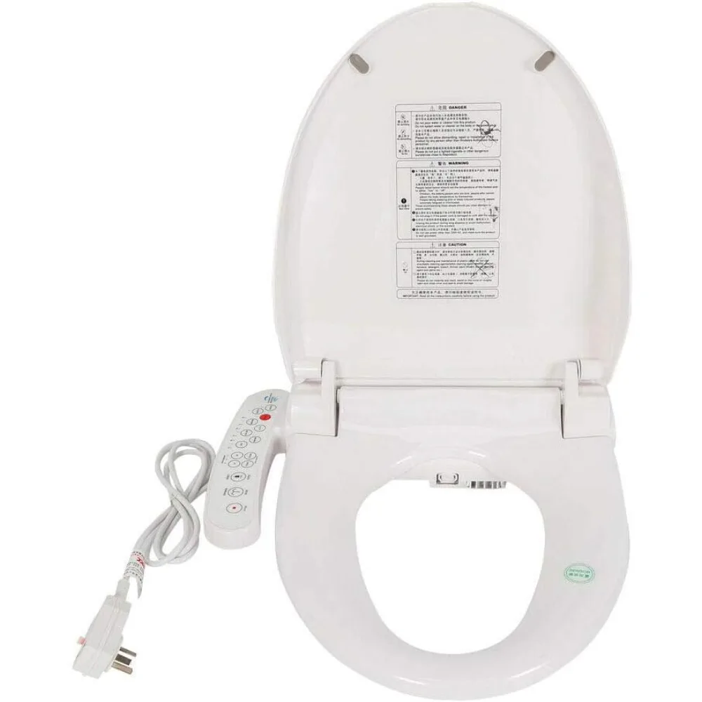 Heated Bidet Toilet Seat Round with Adjustable Water Temperature Electric Smart Bidet Seat with Massage Function Night Light